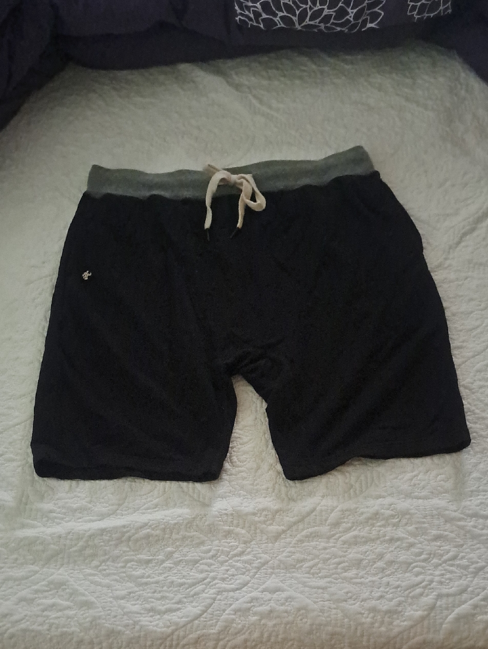 manduka Black Athletic Shorts with Gray Waistband